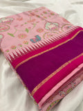 Baby Pink Rani Pink Soft Floral Printed Saree SALE