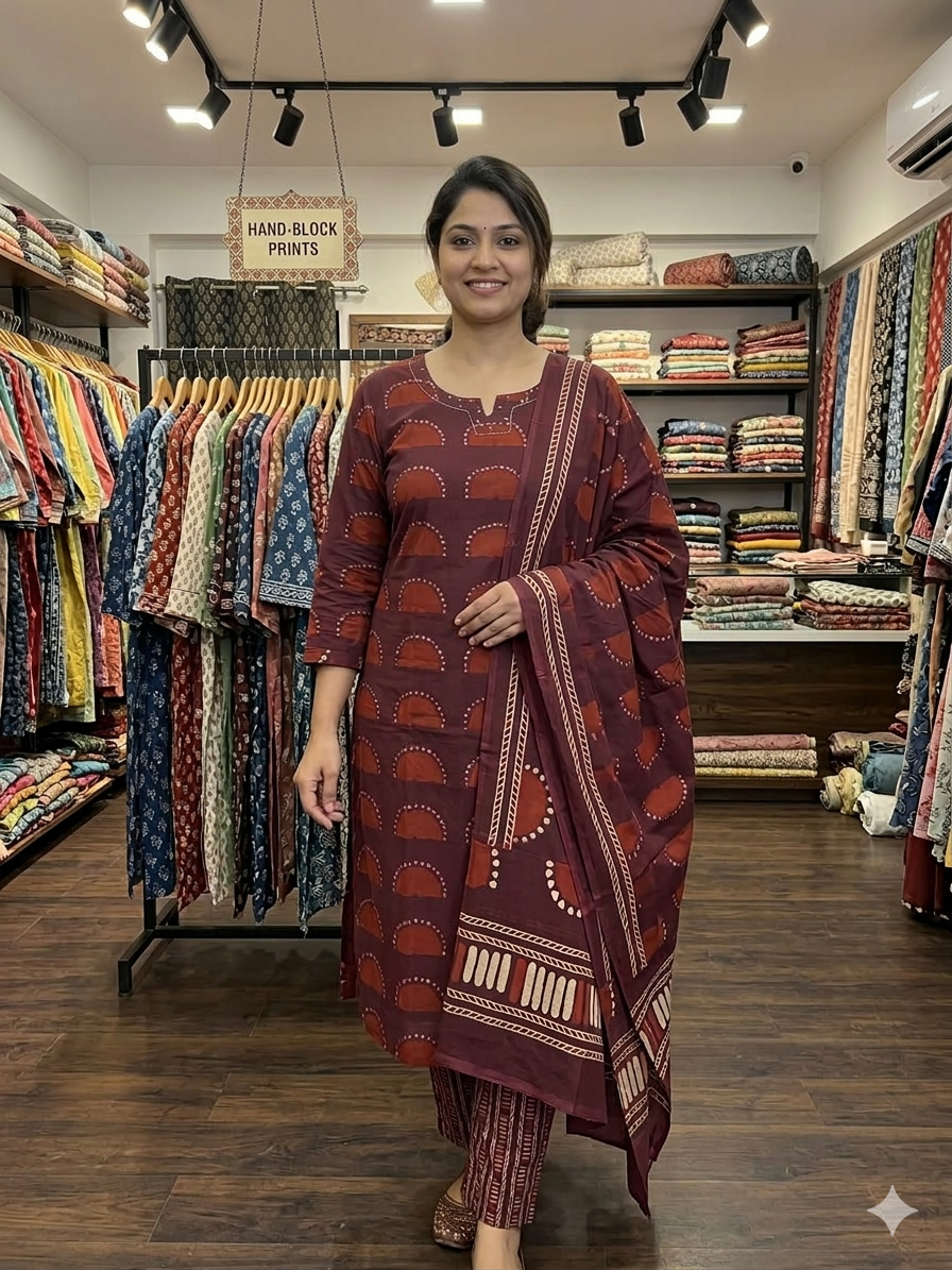 3 Piece Kurti Regular Fit Straight