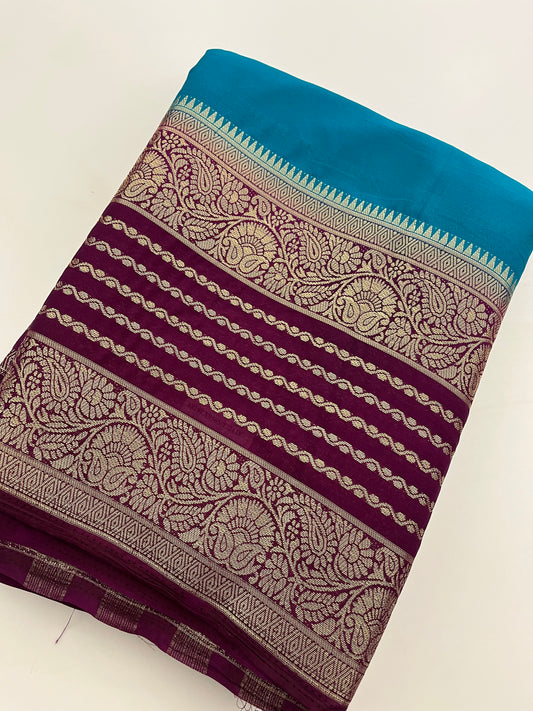 310 semi crape silk kaddi pallu