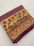 Light Pink Pure Tussar Paithani Designer Saree - AU12