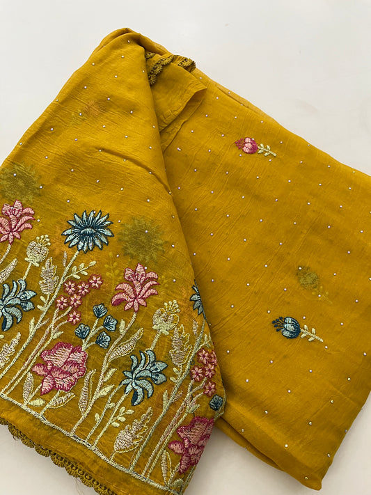 Organza Fancy Saree Embroidery