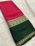 Crepe Silk Sarees in Gold weaving and Big Bentex Border,, comes in checkered pattern and contrast blouse piece 🌹
