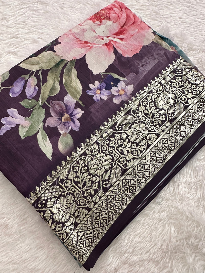 Kalamkari Printed Crape-JU14