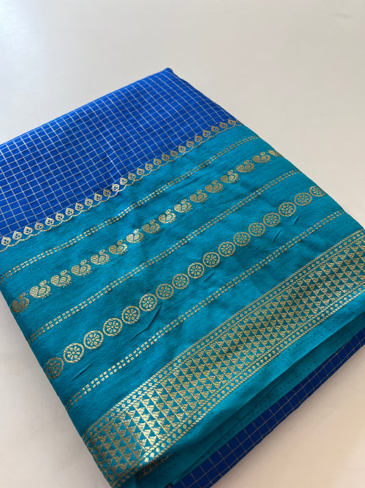 Crape Banarasi Checks Contrast