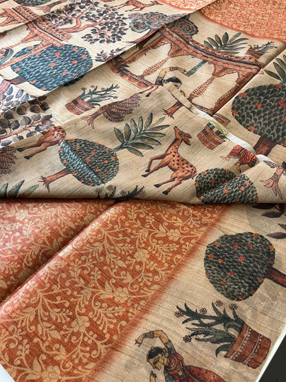 Premium Tussar Crape brocade