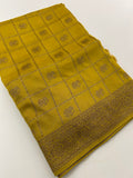 Tussar Silk Fancy Sarees,, comes in checks and elephant buttas all over 🌹-JU30