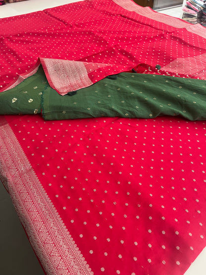 Banarsi Crape Silver Butties