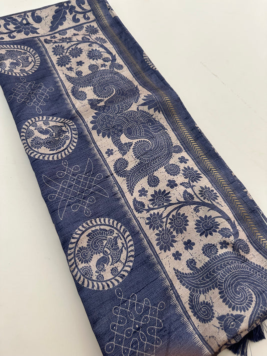 Kalamkari Tussar Printed-M26