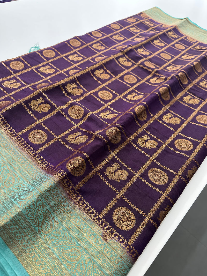 New collection in South Cotton Silk sarees for Varmahalaxmi with contrast matching blouse piece🌹-AU3