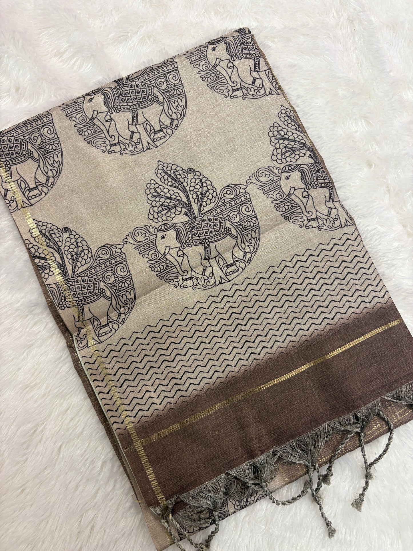Kalamkari Tussar Fancy Saree-M101