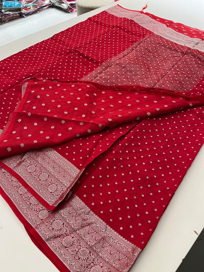 Ju9 Banarasi Crepe Silver