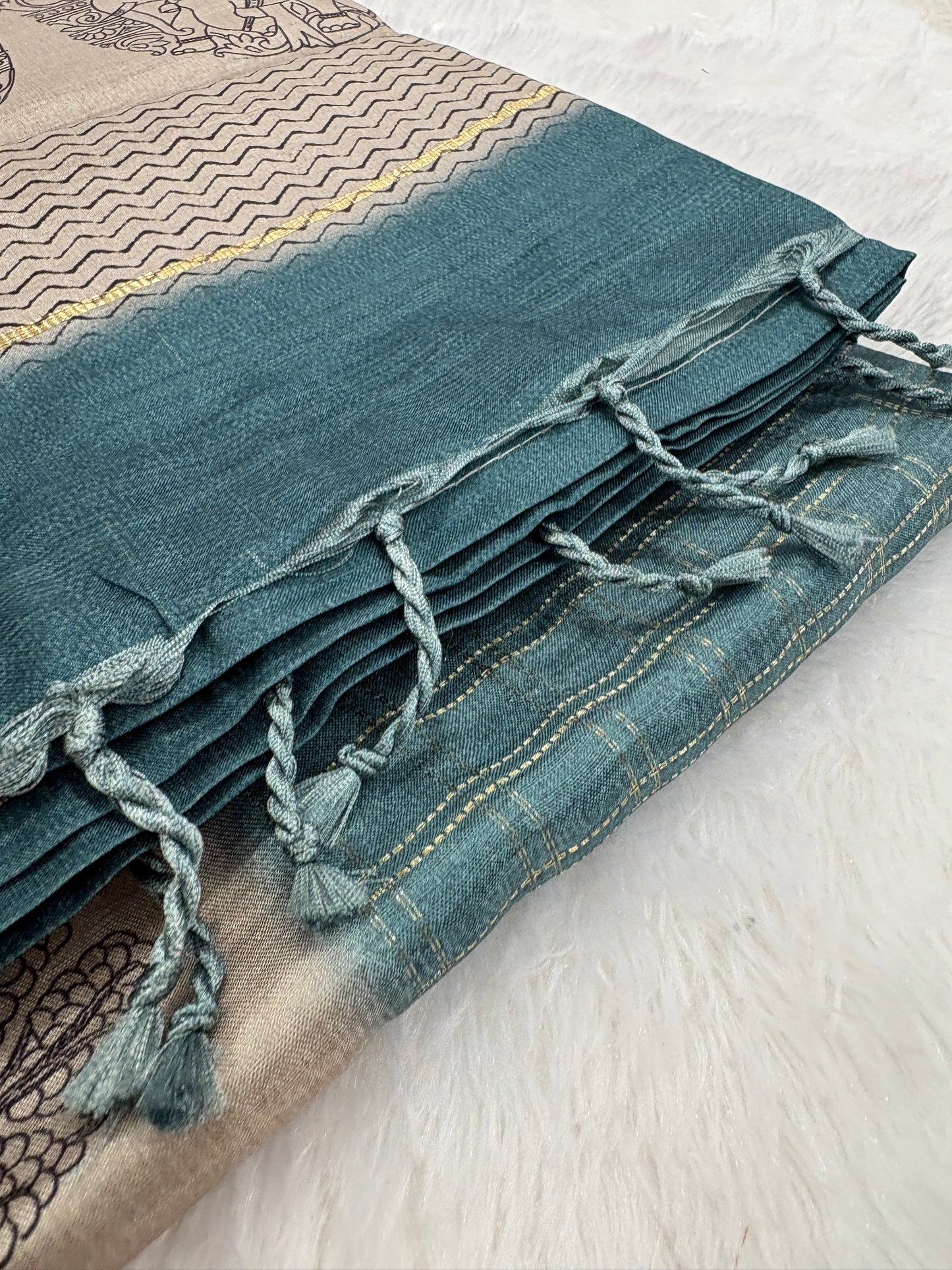 Kalamkari Tussar Fancy Saree-M101