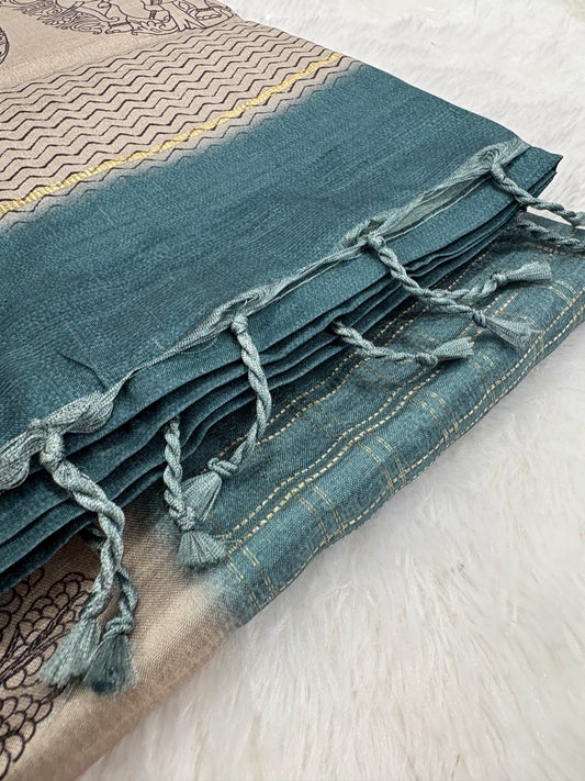 Kalamkari Tussar Fancy Saree-M101