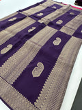 Purple x Pink Tussar Designer Saree with Mango Butta All Over JU24