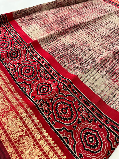 Bagru print fancy saree