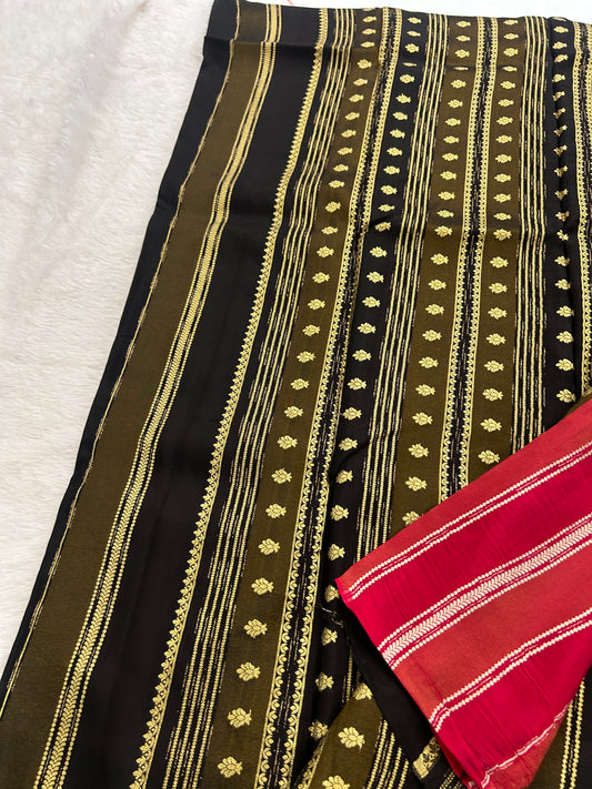 DESIGNER PARTYWEAR SAREE WITH CONTRAST BLOUSE-BLACK X RED