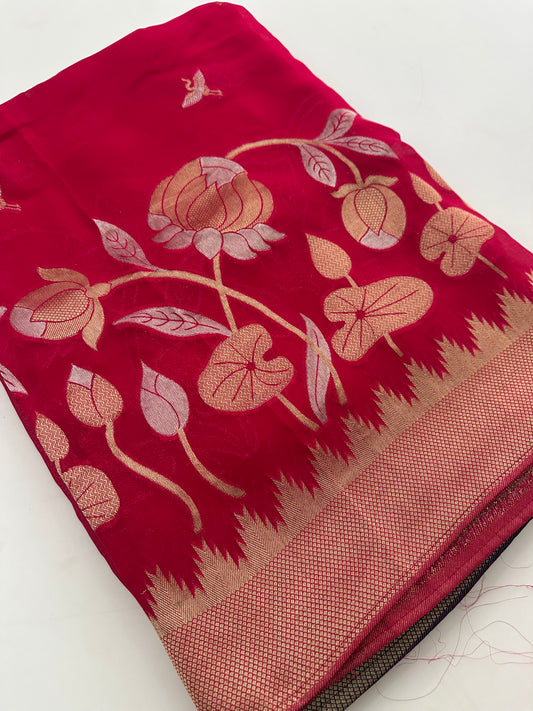 Jute Chiffon Premium Designer Saree-M26