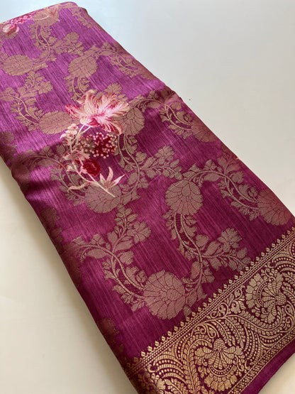 Tussar printed fancy