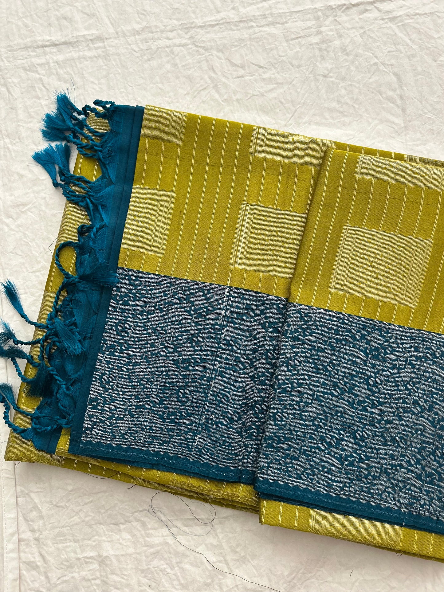 Ananta semi silk saree-Mustard Yellow X Rama Blue