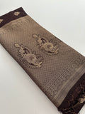 Venkatagiri fancy soft Linen Cotton sarees with self blouse and fancy Border and Butties all over🌹 - AU12