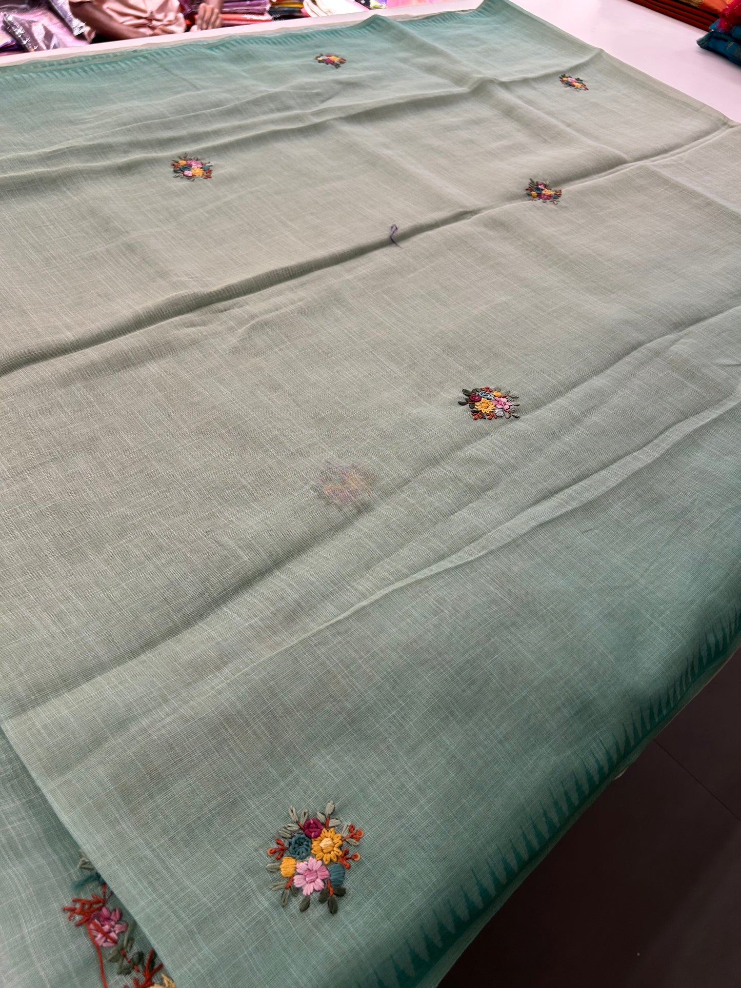 Linen Knot Work Fancy Saree-M15