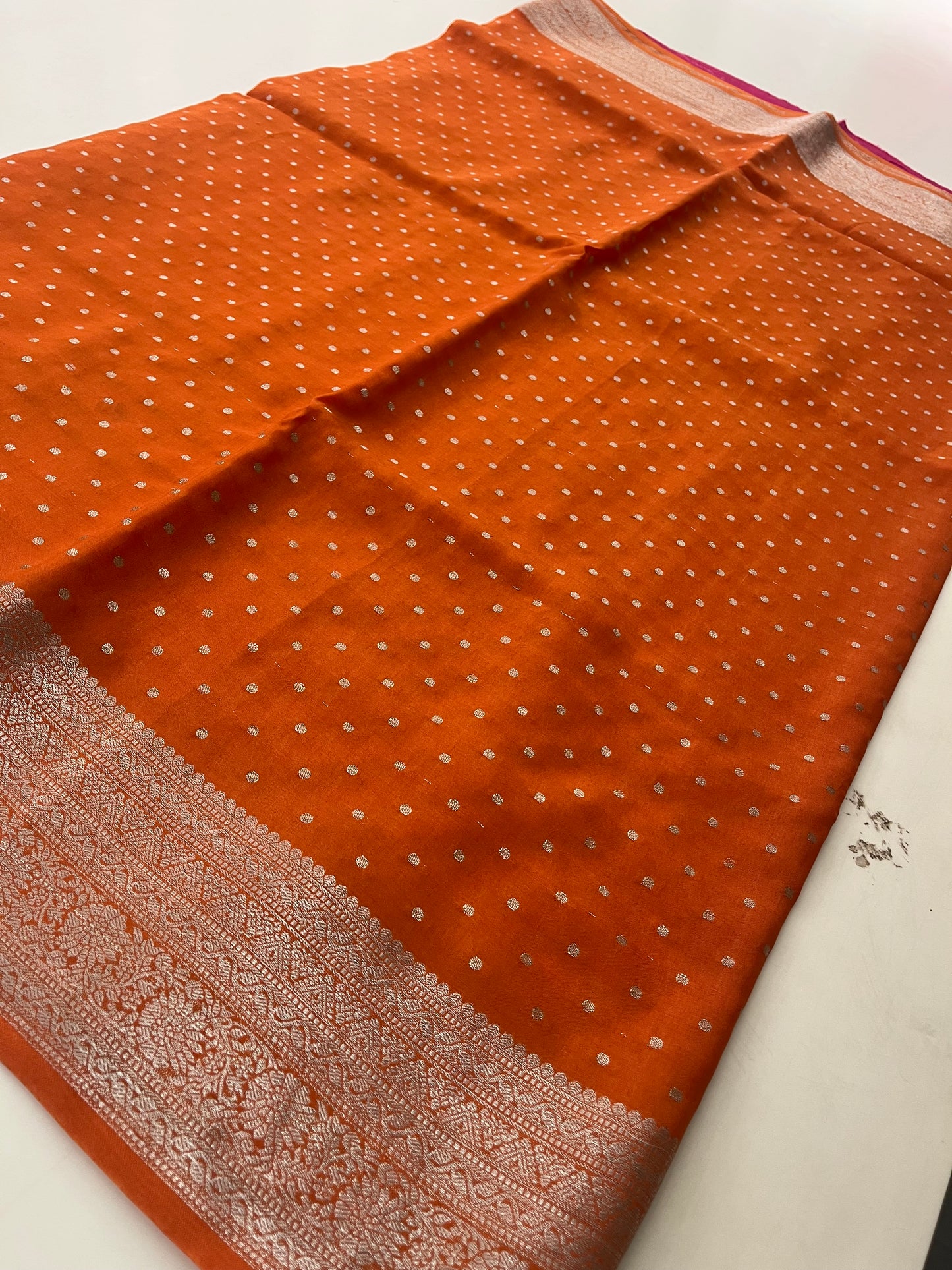 Banarsi Crape Silver Butties