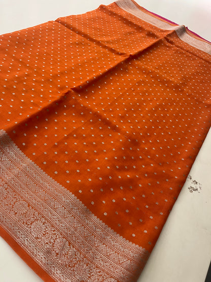 Banarsi Crape Silver Butties