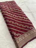 Premium Laser Chiffon Saree – Brown AU26