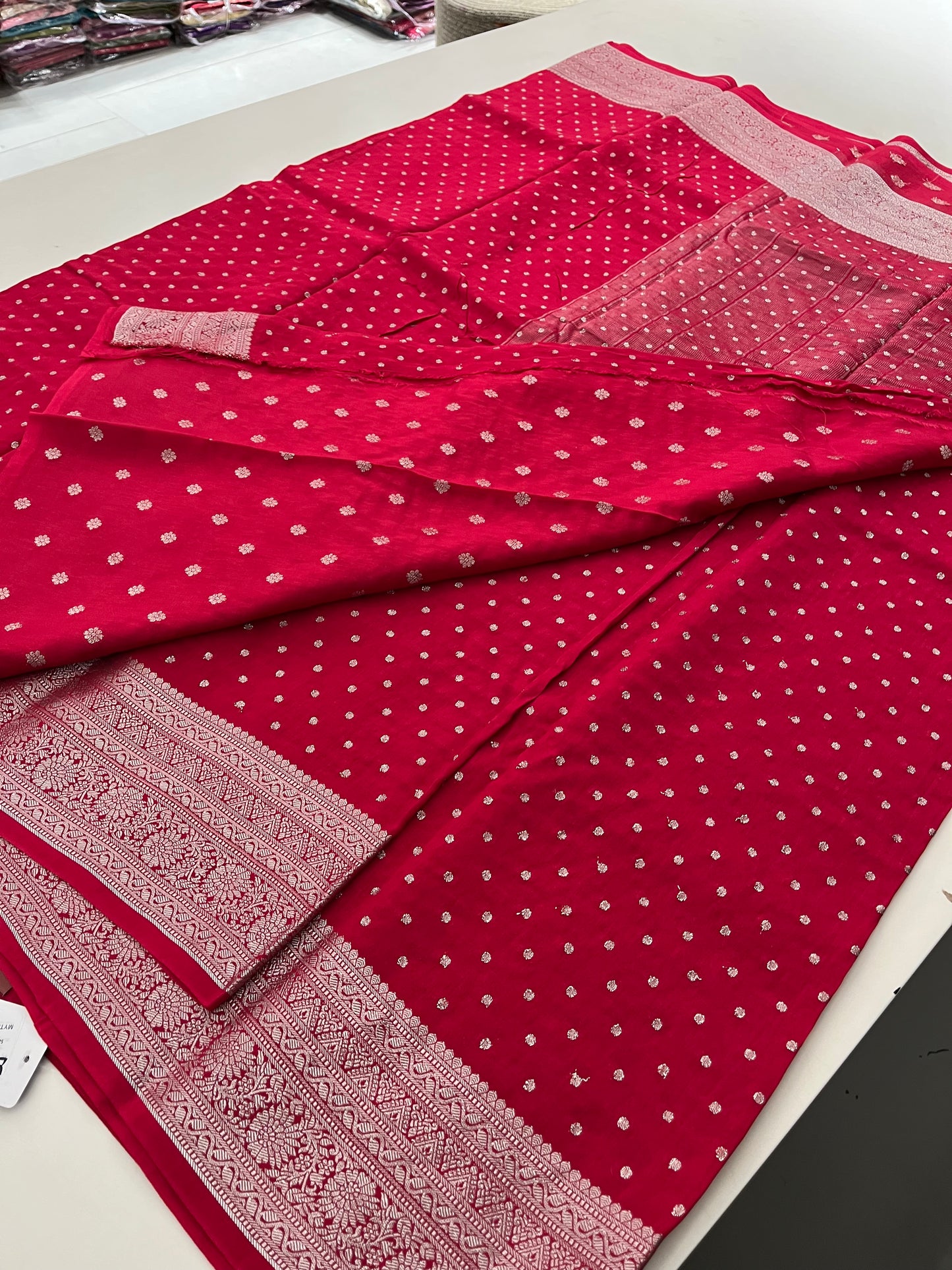 Ju9 Banarasi Crepe Silver