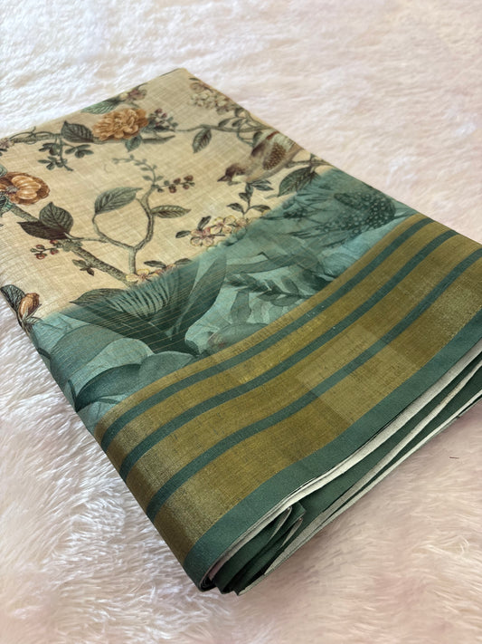 Digital printed Tussar saree