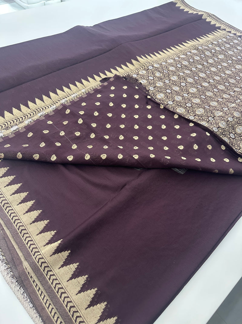 Designer Saree - Wine Crepe Georgette JU17