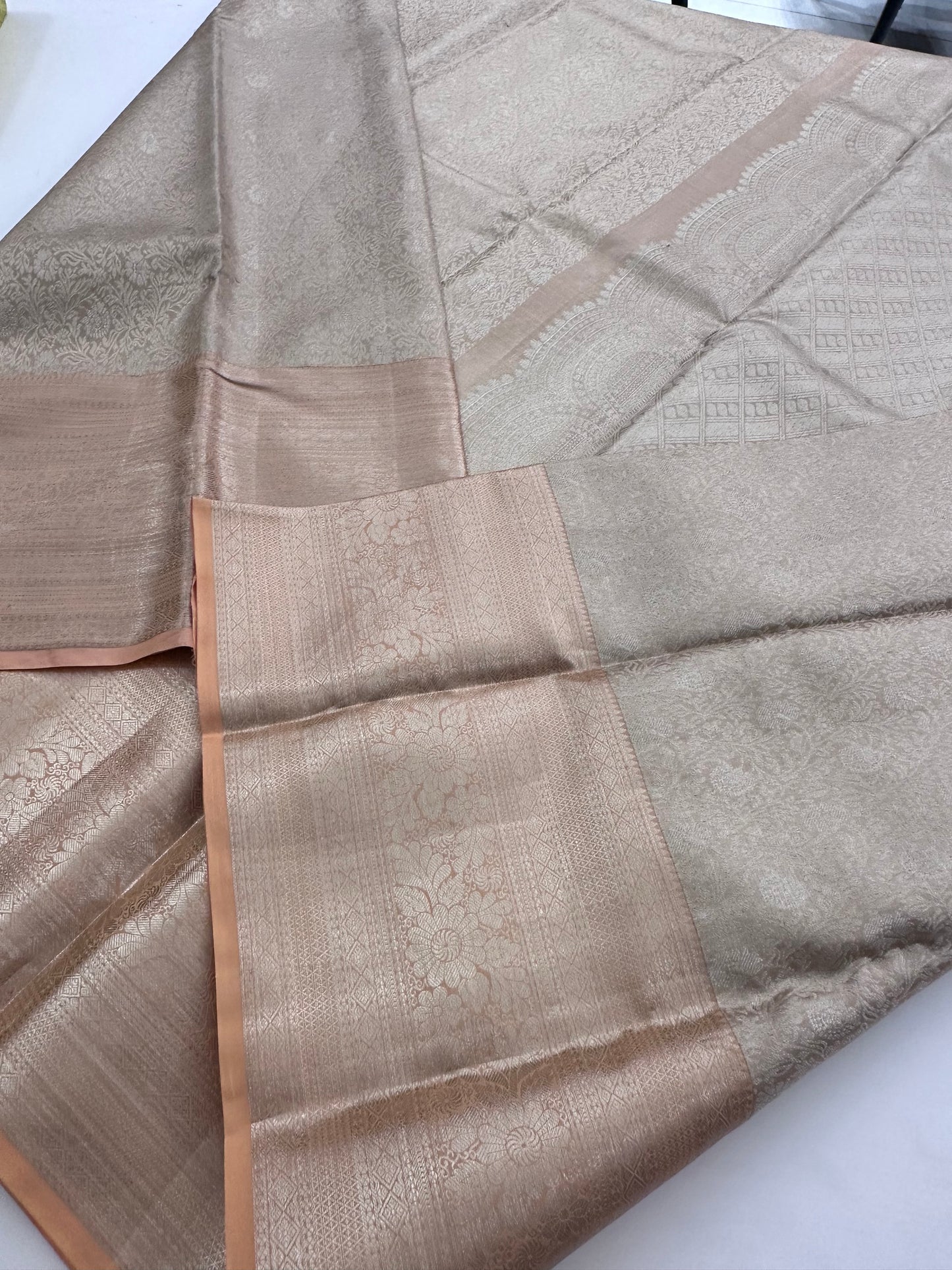 210- Pure Silk Wedding collection light peach tissue