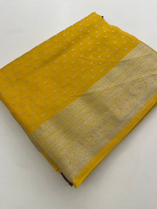 Banarsi Crape Silver Butties