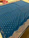 Venkatagiri fancy soft Linen Cotton sarees with self blouse and fancy Border and Butties all over 🌹-AU9