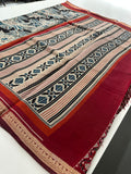 Soft Lightweight Printed Cotton Saree - Black Floral Design - AU27