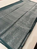 Silver 1000 Butties Fancy Saree,, comes with rich silver pallu and silver brocade style blouse pice🌹-AU13