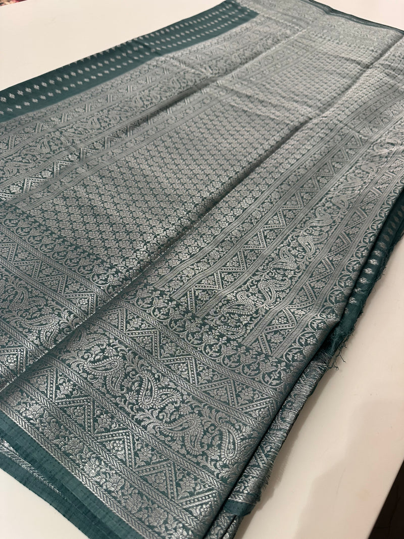 Silver 1000 Butties Fancy Saree,, comes with rich silver pallu and silver brocade style blouse pice🌹-AU13
