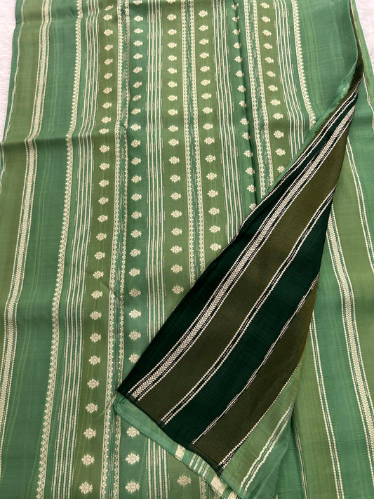 DESIGNER PARTYWEAR SAREE WITH CONTRAST BLOUSE-PISTA X BOTTLE GREEN