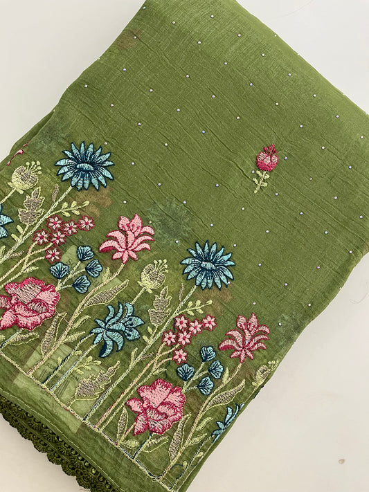 Organza Fancy Saree Embroidery