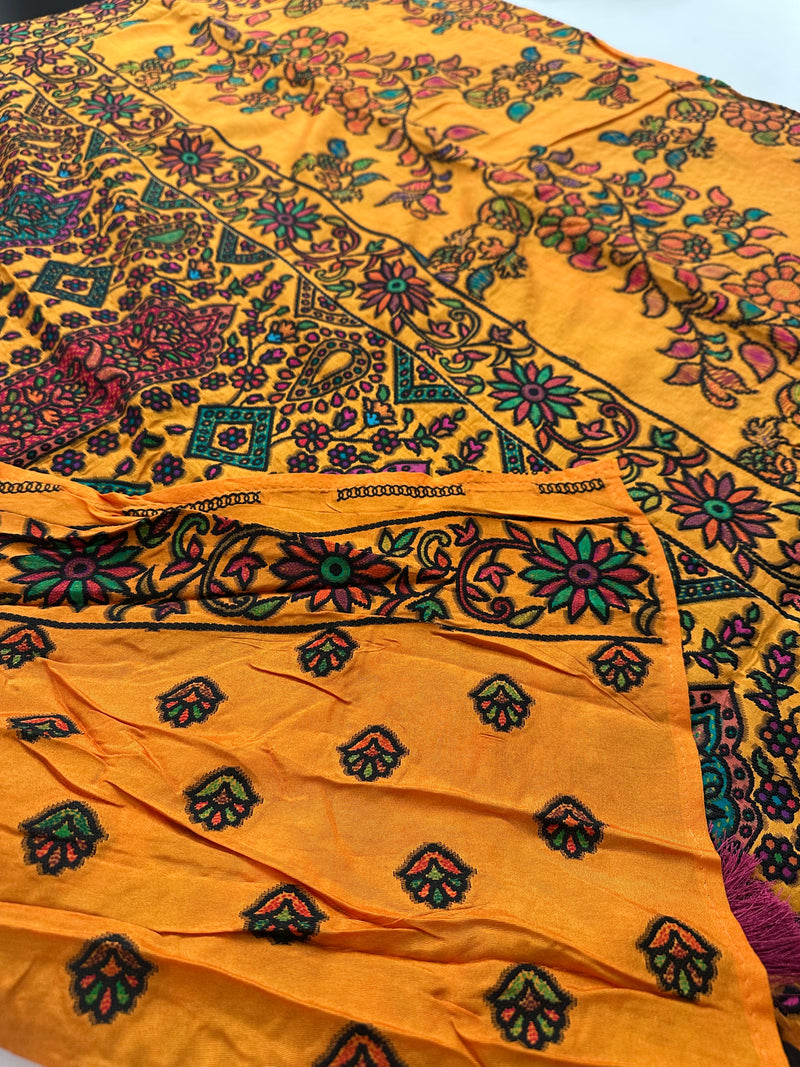 Soft Pashmina silk sarees with white weaving, all over design and self blouse with butti and border 🌹  -AU2