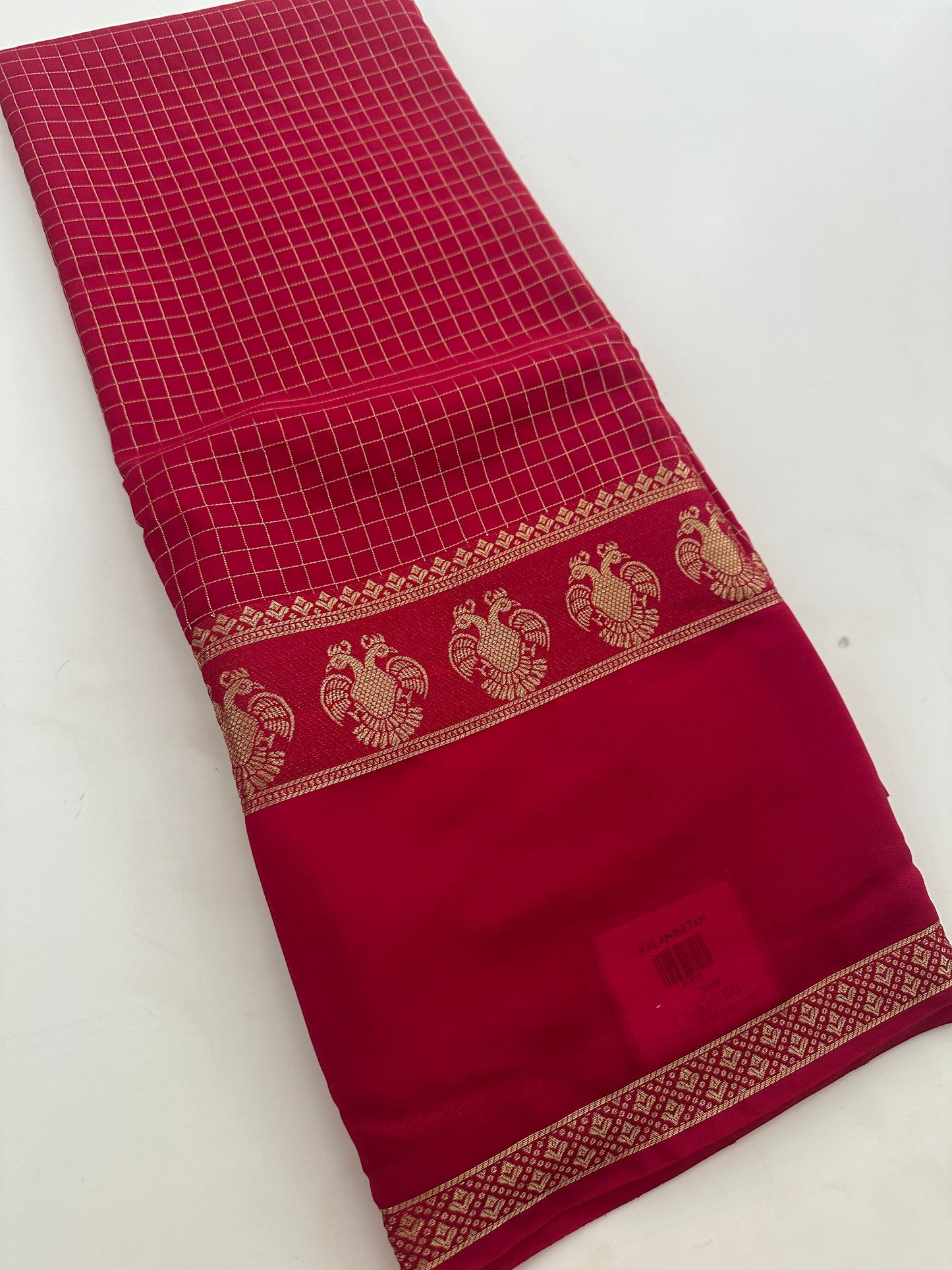 Fancy Checks Crape Silk Saree -M30