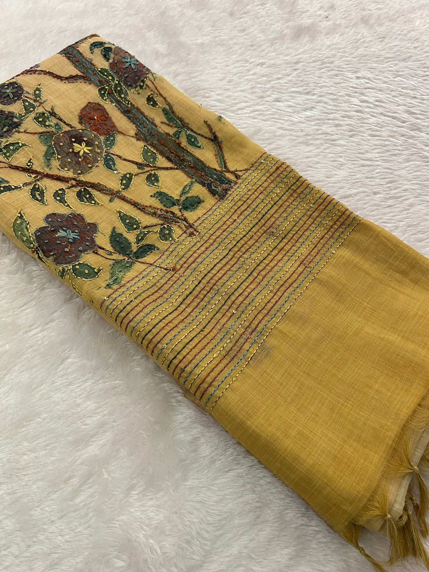 Linen Knot Work Fancy Saree-M15