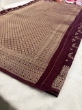 Rust Heritage Linen Designer Saree with Butta Design 🌹-AU2