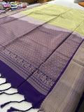 🌹4 shades of semi kanchi soft silk sarees in beautiful combinations in contrast blouse🌹