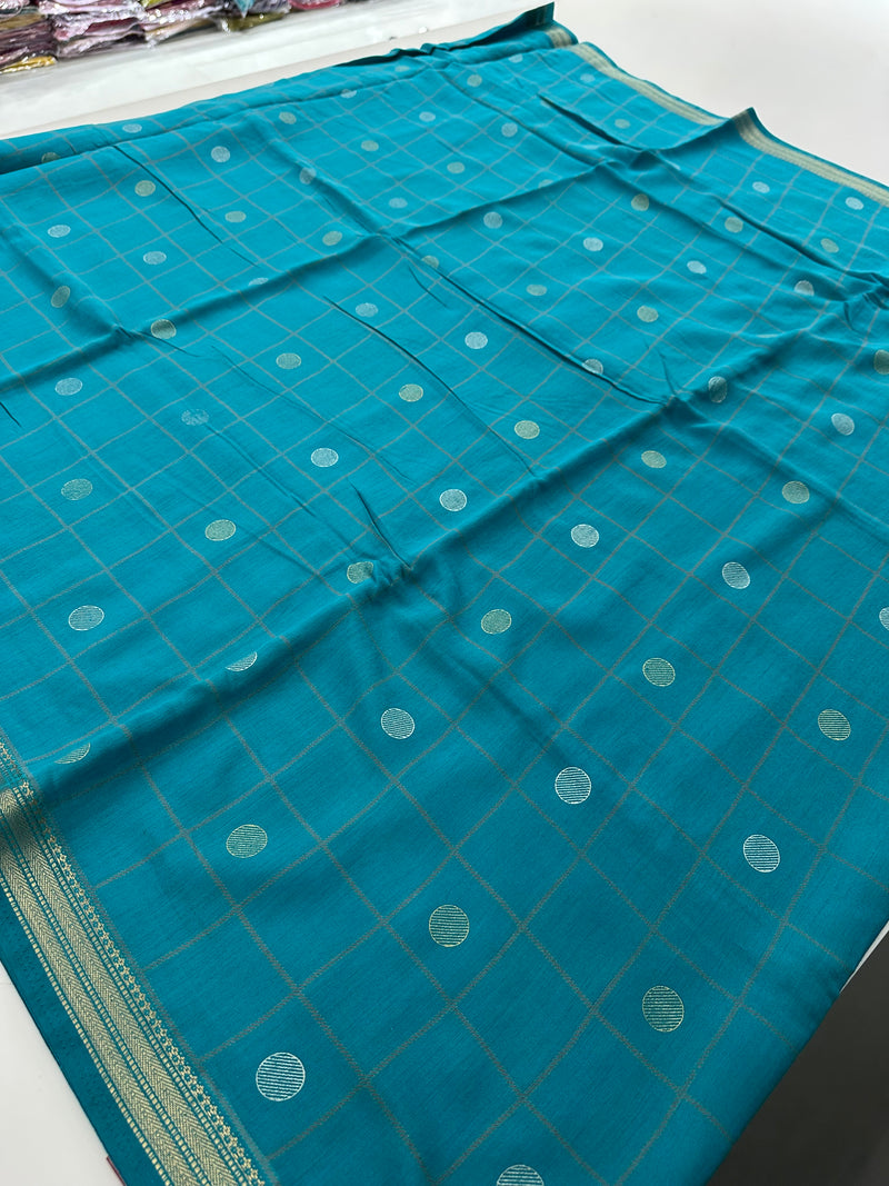 Chiffon Premium Soft Fabric Checkered and Coin Butta Prints -JU28