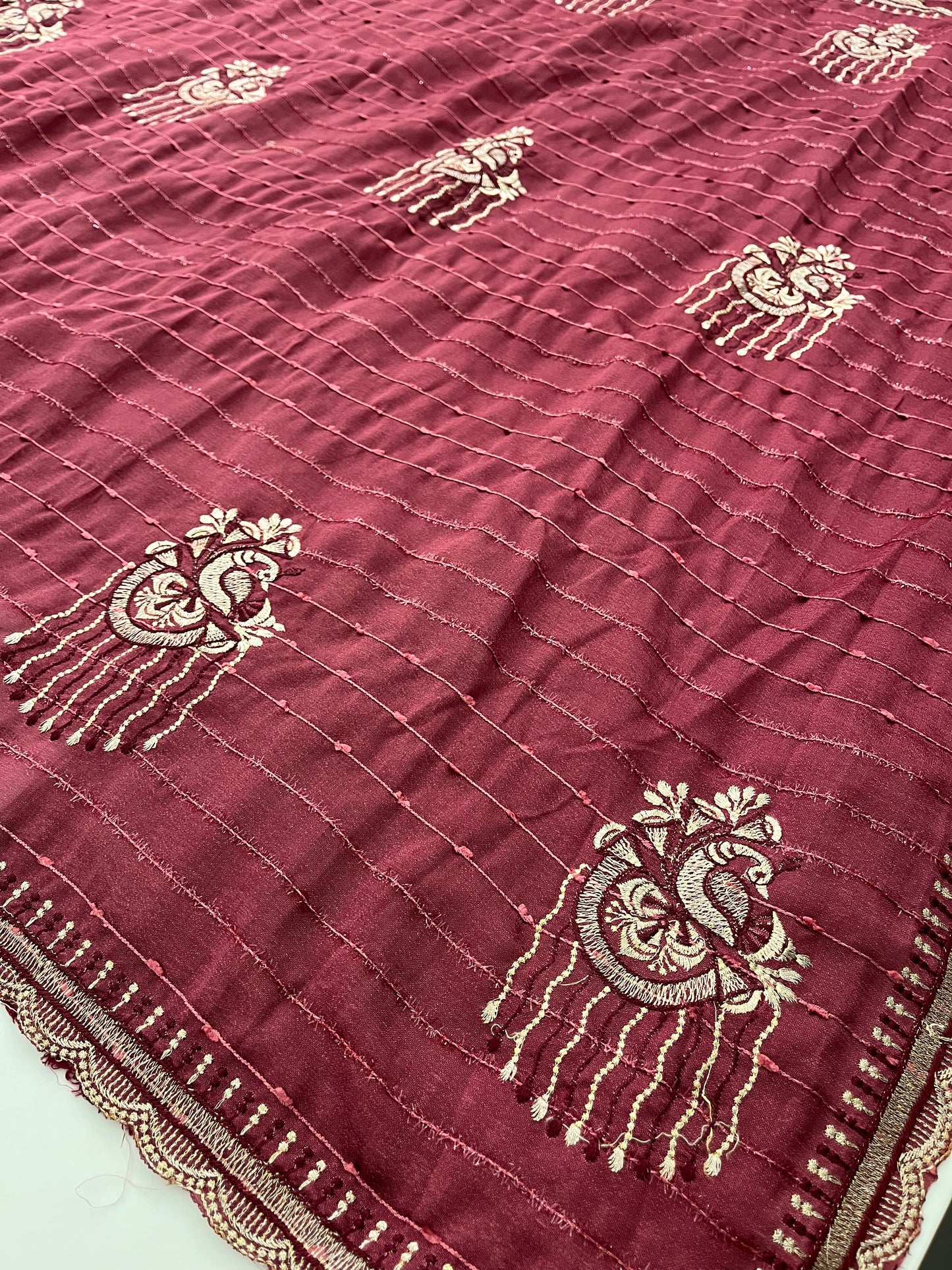 Tussar fancy embroidery buttas