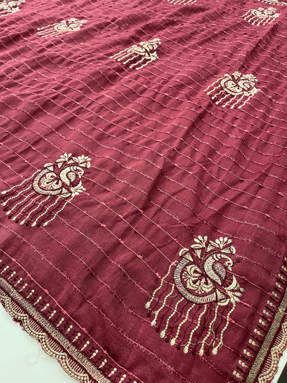 Tussar fancy embroidery buttas