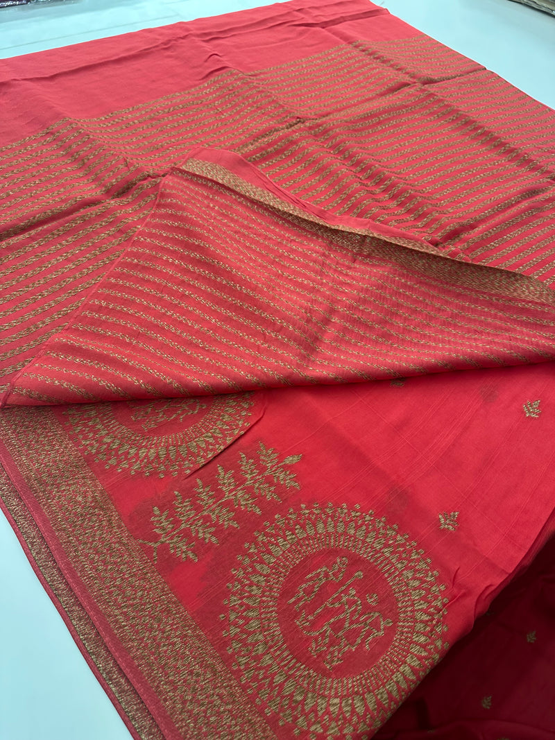 Jute Tussar Designer Sarees beautiful colour combinations🌹-AU9