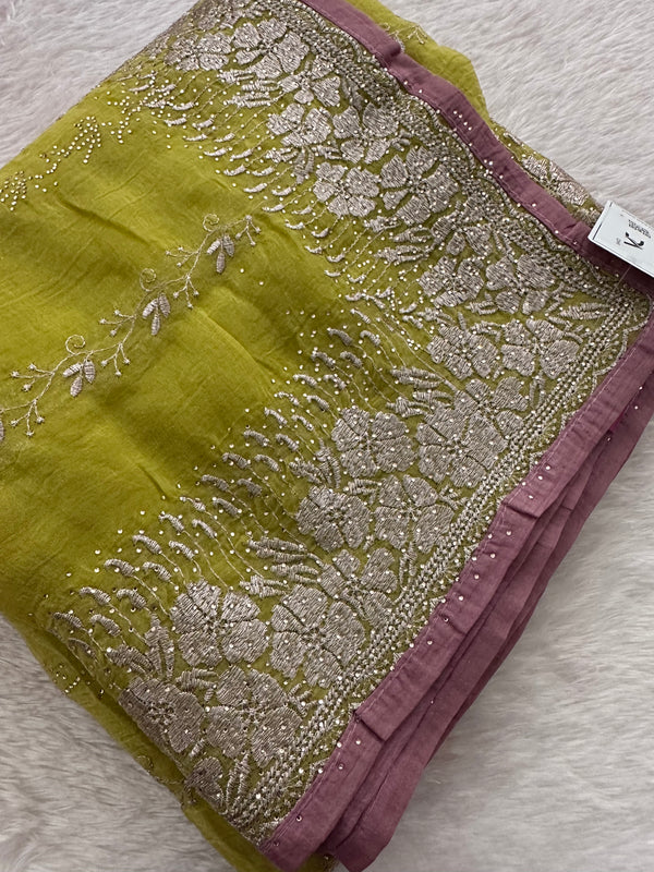 Work Organza Saree-JU12