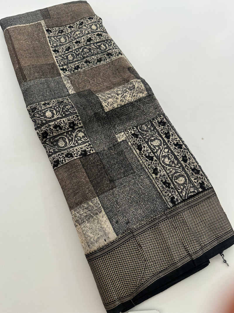 Printed Chanderi Fancy Saree-JU31